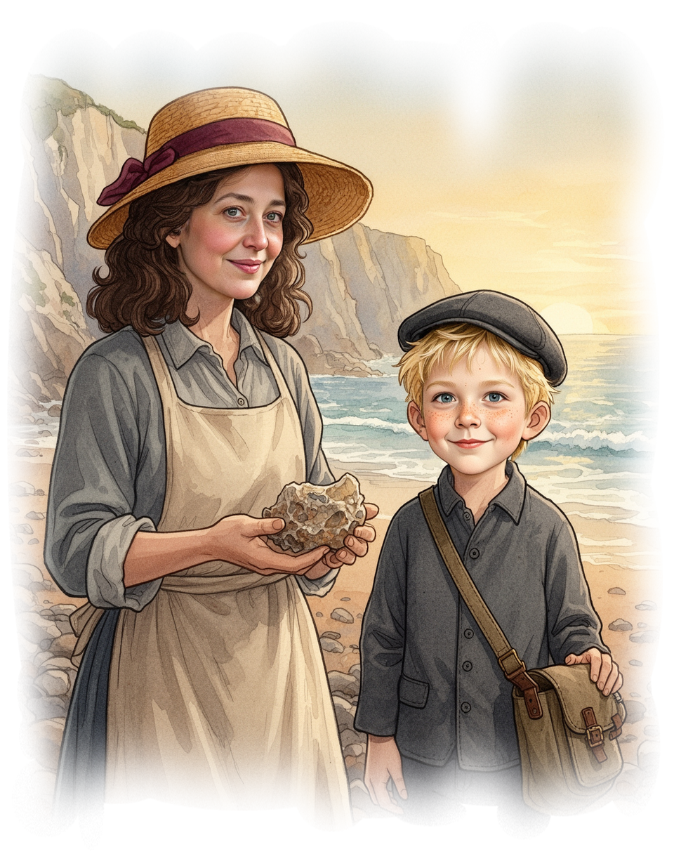 Cover illustration for Mary Anning foszilis rejtélyei